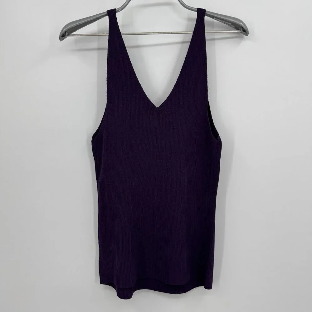 Kilte Collection The Katherine Rib Knit Tank Top size 3 L/XL Plum Purple Rayon - Picture 4 of 11